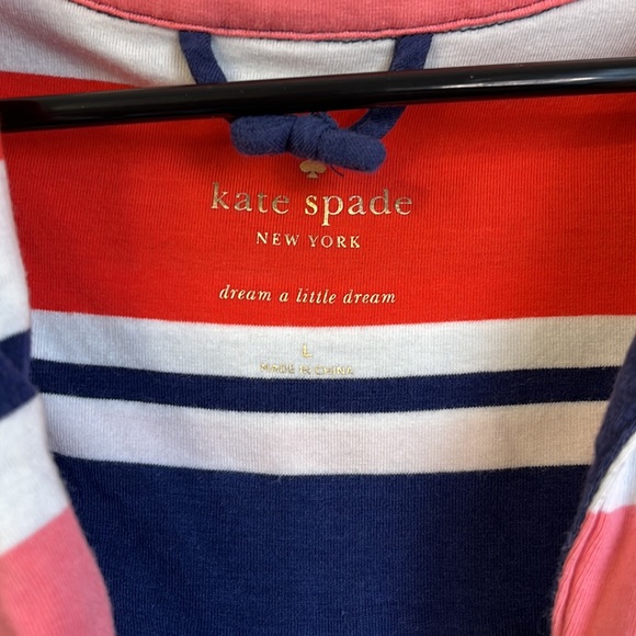 Kate Spade Dream A Little Dream Collared Striped Pajama Top Size L - Picture 4 of 6